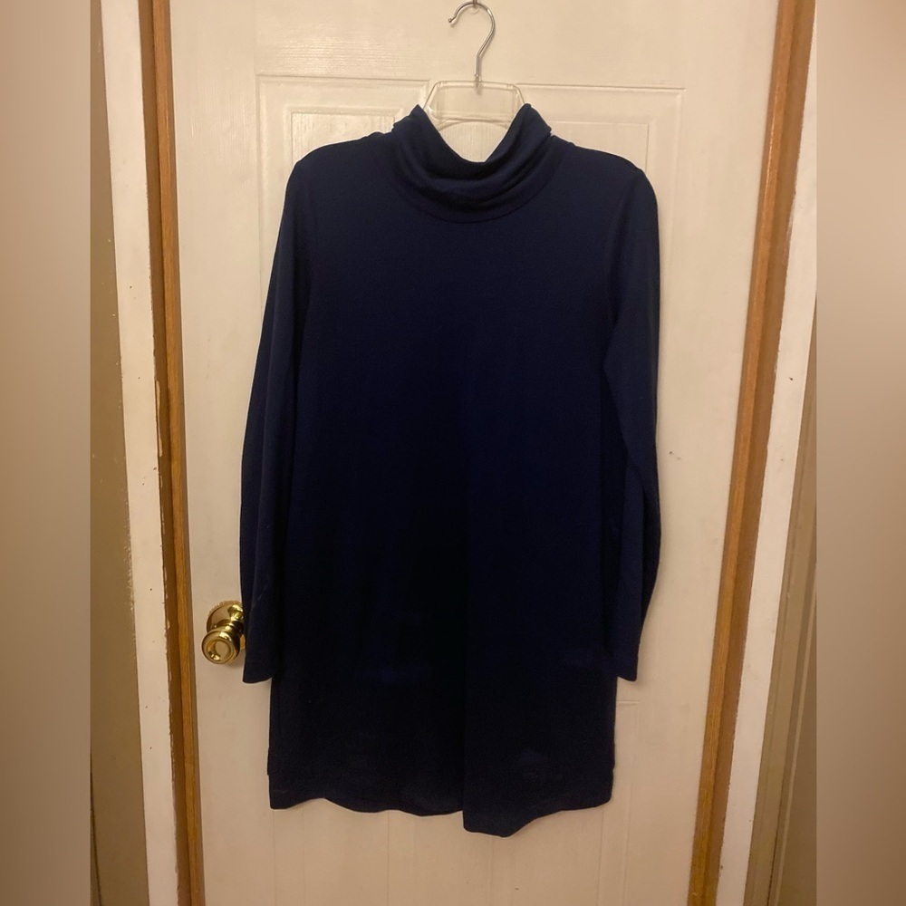 Pure Jill Luxe Tencel Navy Tunic/Dress with Cowl Neck Size S